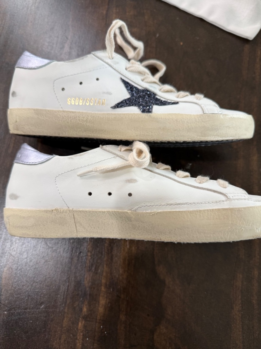 Golden Goose Superstar Glitter Star Leather Sneakers Size 36/US 6 plus dust bag - Picture 6 of 8
